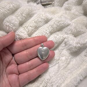925 heart locket with genuine diamond